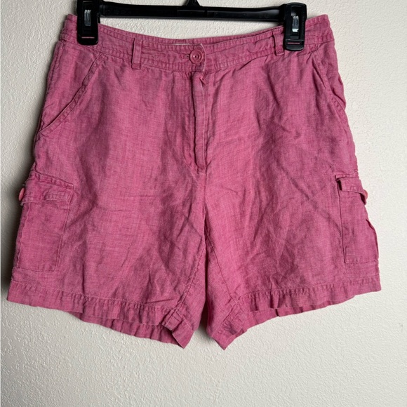 J. Jill Pants - J.Jill Women Size 4 100% Linen Cargo Pink Lightweight High rise shorts